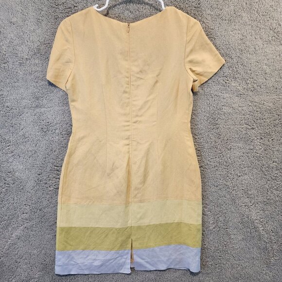 VTG 90's Positive Attitude Dress Sz 4 Petite Linen Blend Tan Embroidered - Picture 5 of 8
